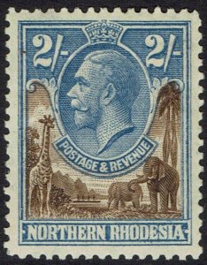 NORTHERN RHODESIA 1925 KGV GIRAFFE AND ELEPHANTS 2/-