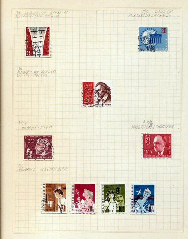 GERMANY Berlin 1952/57 Used on 9 Pages (aprx 70+Items) MZT293 