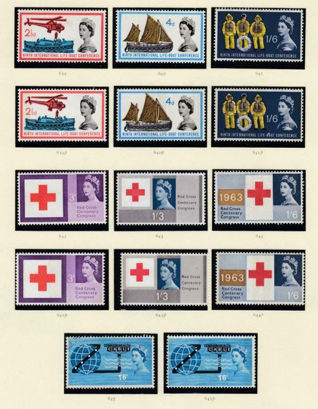 GB COMPLETE VF-MNH PHOSPHOR ISSUES TO BATTLE OF BRITAIN (LH) RED X ETC CV $258+