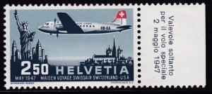 Switzerland 1947 2.50fr Airmail Douglas DC4 Linking New York & Geneva  VF/NH