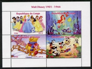 CONGO B. - 2013 - Walt Disney Characters #2 - Perf 4v Sheet - Mint Never Hinged