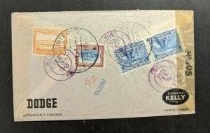 1945 Quito Ecuador Dodge Automobiles Registered Censored Cover to Detroit MI