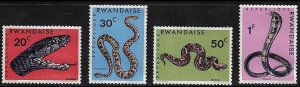 Rwanda #194-97 MNH; Short set of 4 - Snakes (1967)