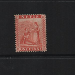 Nevis 1876 Sg17 1d Vermillion perf 15 - mounted mint