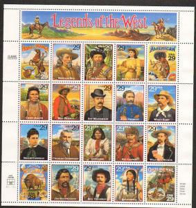US #2869 Mint Sheet Legends of West 