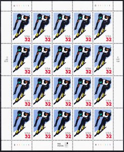 3180 Sheet of 20 MNH XF - Downhill Skier
