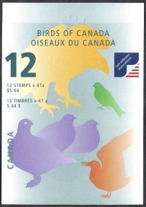 Canada #1893i 47¢ Birds of Canada (2001). Booklet of 12. Four designs. MNH