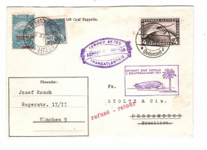 GRAF ZEPPELIN Air BRAZIL/GERMANY Cover*MIXED FRANKING* 1931 SÜDAMERIKAFAHRT KZ48