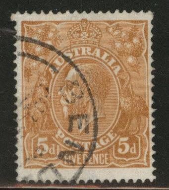 Australia Scott 36 used 5p org brn KGV 1915 CV$5.75