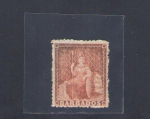 1870-71 Barbados - Stanley Gibbons n. 4d. dull vermilion - MH* Sorani Certified