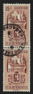 SALE Venezuela Arms issue Federal District of Caracas 15c Pair 1951 Canc SC#487