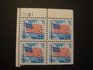 Scott 2278, 25c Flag and Clouds, PB4 #2131 UL, MNH Regular Beauty