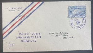 1928 Leon Costa Rica First flight Airmail Cover FFC To San Jose Pan American