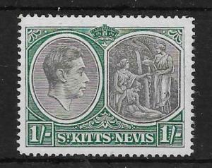 ST.KITTS-NEVIS SG75ca 1950 1/= BLACK & GREEN p14 BREAK IN VALUE TABLET MTD MINT