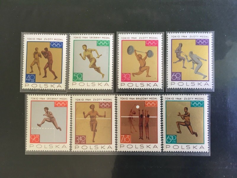 POLAND , 1964 OLYMPICS , SPORTS , SET OF 8 , PERF , MNH