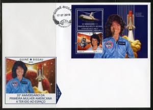 GUINEA-BISSAU  2018 35th ANN OF THE 1ST AMERICAN WOMAN IN SPACE S/SHEET FDC