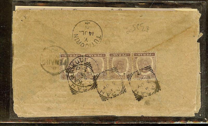 MALAYA PERAK (P1312B) COVER  PERAK 2CX4  TIGER 1899 TAPAH TO INDIA