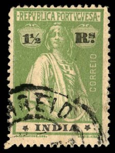 PORTUGUESE INDIA Sc 375B USED - 1920 1½r - Ceres, Ordinary paper - Perf 15 x 14