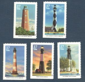 3787-91 Southeastern Lighthouses Set Of 5 Mint/nh FREE SHIPPING 