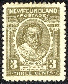NEWFOUNDLAND #89 Mint - 1910 3c John Guy