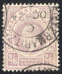 Natal #108 Cat$55, 1904 2sh6p red violet, used