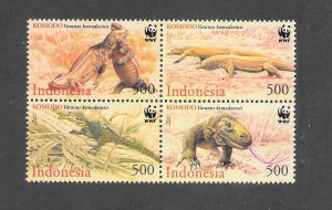 INDONESIA #1911-14  KOMODO DRAGONS   MNH