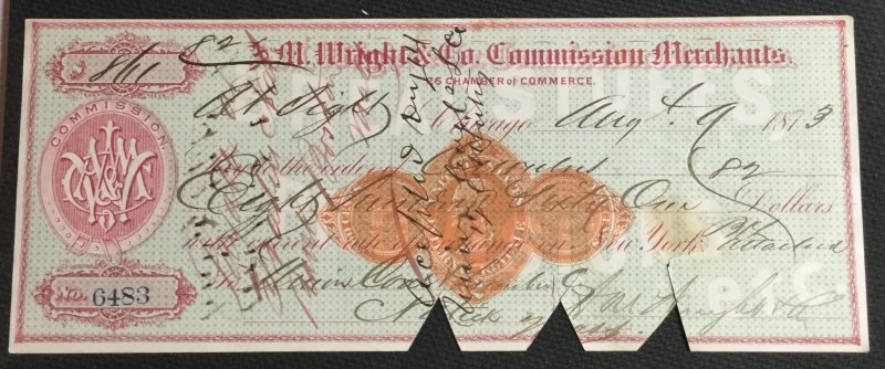 US Used #RN-D1 Revenue Stamped Paper Cut 1873 L3
