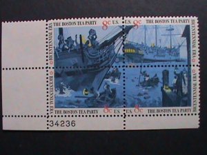 ​UNITED STATES -1973 SC #1483a BOSTON TEA PARTY-IMPRINT PLATE BLOCK-MNH VF