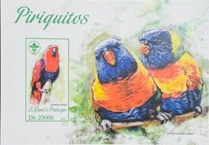 St. Thomas & Prince MNH S/S Parrots 2013