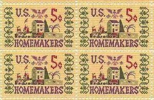 1964 Homemakers Block of 4 5c Postage Stamps - Sc# 1253 - MNH,OG cx284