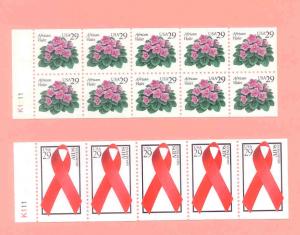 2 29c booklet pane strips, 2806b, 2486a, start < $FV