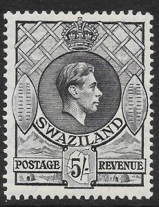 SWAZILAND SG37b 1944 5/= GREY p13½x14 MTD MINT (p)