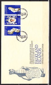 Falkland Is. Scott cat. 275 A-C. Queen Elizabeth`s Coronation. First day cover.^