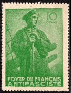 1937 Spain Civil War 10 Centimos Foyer du Francais Anti Fascist Militiaman