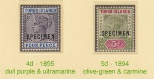 turks & caicos is 1893 QV 4d & 5d  SPECIMEN