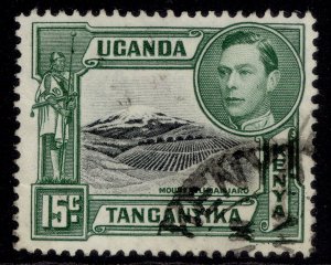 KENYA UGANDA TANGANYIKA GVI SG138, 15c black & green, FINE USED.