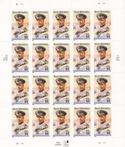 US Stamp 1999 55c Aviation Pioneer Billy Mitchell 20 Stamp Sheet #3330