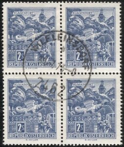 AUSTRIA 1968  Sc 696  2s Klagenfurt Used Block of 4  VF, Wilfleinsdorf  cancel