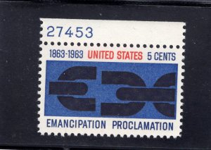 1233 Emancipation, MNH w/plate #