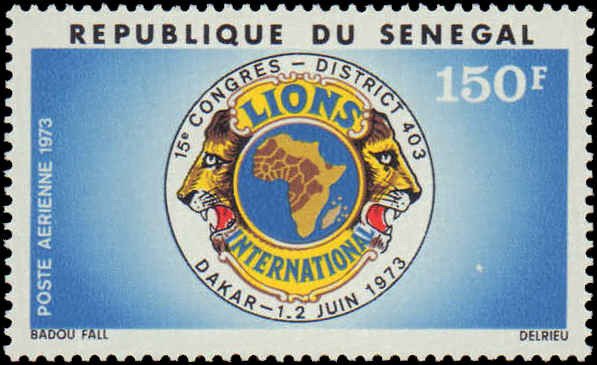 Senegal #C121, Complete Set, 1973, Lions Club, Never Hinged