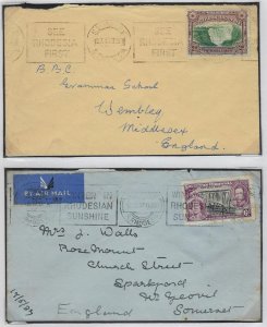 SOUTHERN RHODESIA UK 1930s TWO COVERS WITH SLOGAN CANCELS TO SOMERSET & MIDDLESE