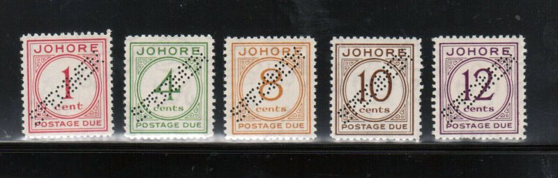 Malaya Johore #J1s - #J5s Very Fine Never Hinged Perforated Specimens