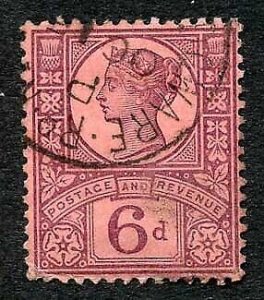 SG208 6d Purple/rose-red Jubilee Cat 15 pounds