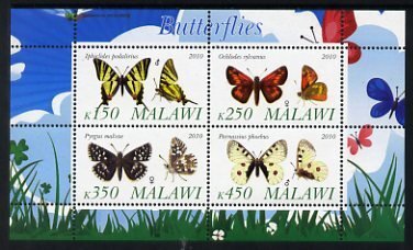 MALAWI - 2010 - Butterflies #1 - Perf 4v Sheet - MNH - Private Issue