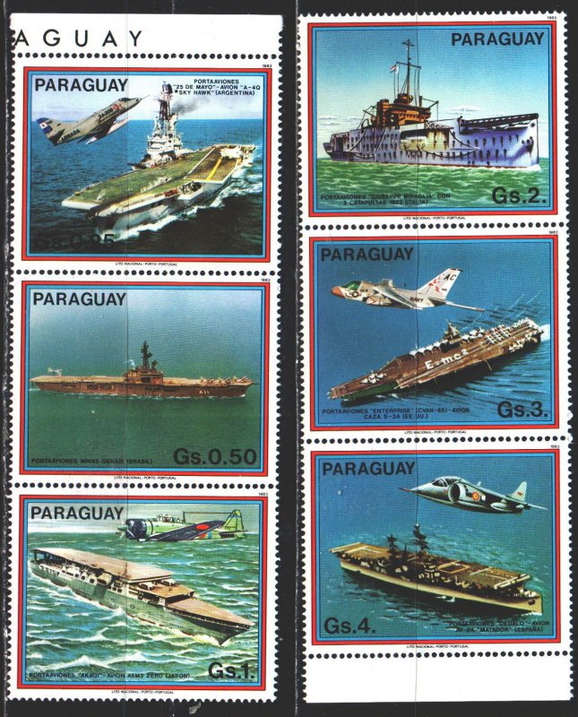 Paraguay. 1983. 3656-61 from the series. Aircraft carriers. MNH.