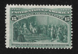 238 Unused, 30c. Columbian, Hinge Remnant, O.G,  scv: $225, Free  Ins. Shipping