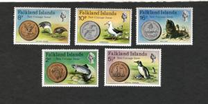 1974 Falkland Islands SC #245-249 ALBATROSS TROUT SEA LION GOOSE PENGUIN MNH