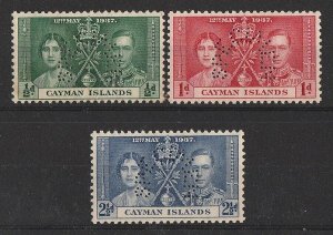 CAYMAN ISLANDS 1937 KGVI Coronation set ½d-2½d SPECIMEN. MNH **. 