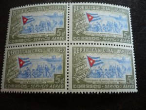 Stamps - Cuba - Scott# C41-C43,E13 - Mint Hinged Set of 4 Stamps in Blocks of 4