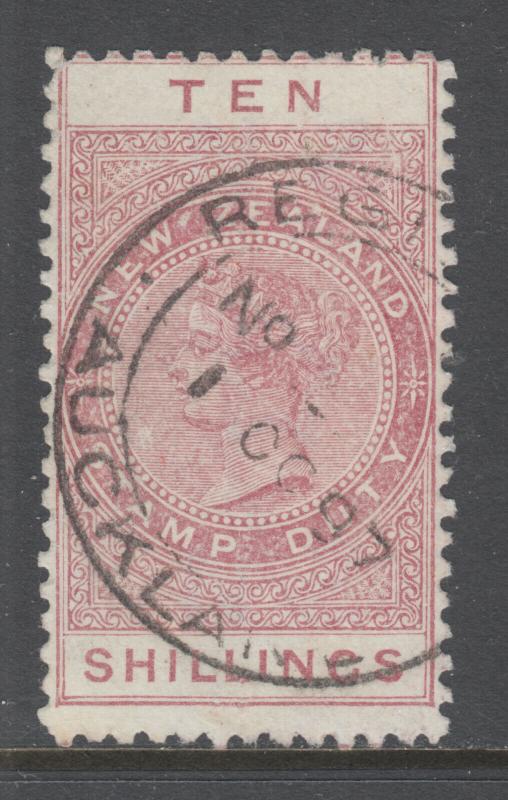 New Zealand Sc AR12v, SG F66, used. 1895-1901 10sh brown red QV Postal Fiscal